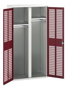 16926773.** verso ventilated door kitted cupboard with 2 shelves, 2 rail & partition. WxDxH: 1050x550x2000mm. RAL 7035/5010 or selected